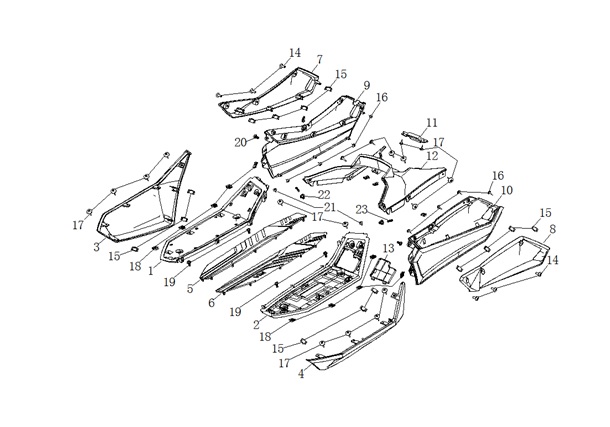 Yuki Defender 125 CC Yan Grenaj Grubu patlak şeması
