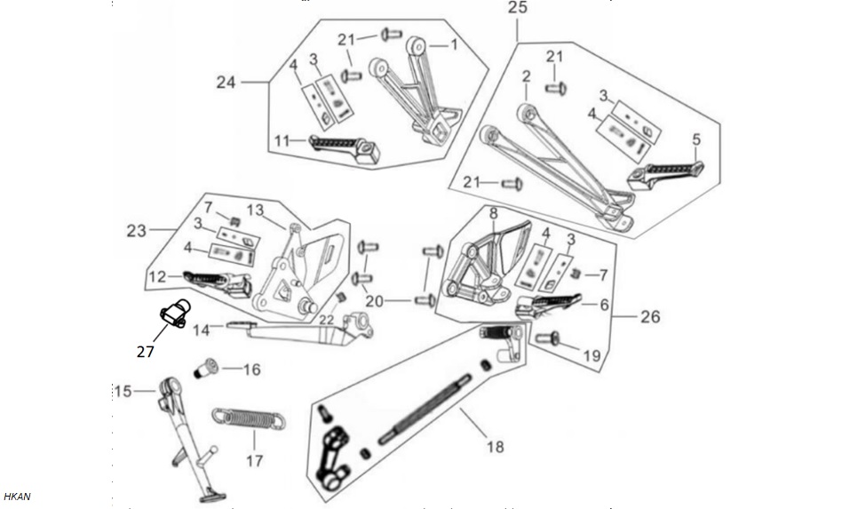 Yuki GP2 Taro 125CC Basamak Grubu patlak şeması