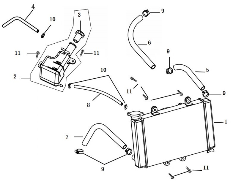Yuki GP2 Taro 125CC Radyator patlak şeması