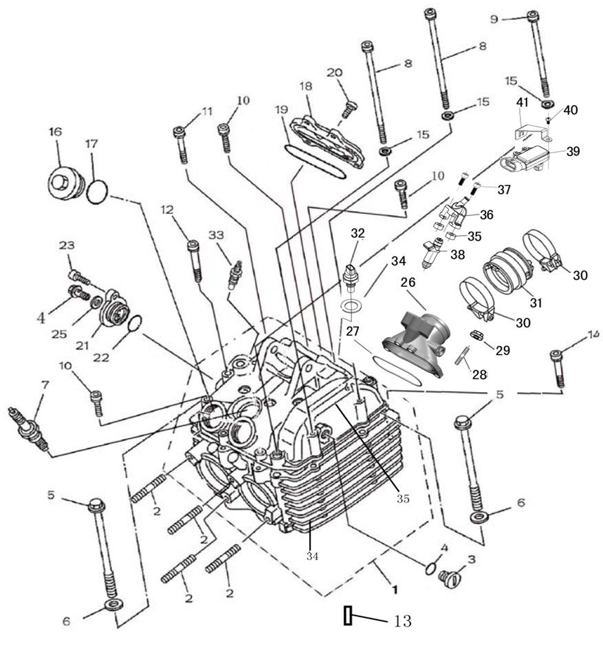 Yuki HS 700 Atv Sılındır Ust Kapak patlak şeması