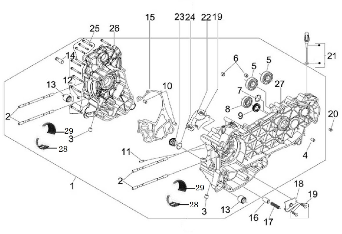 Yuki Huracan 250 CC Krank Kutusu patlak şeması