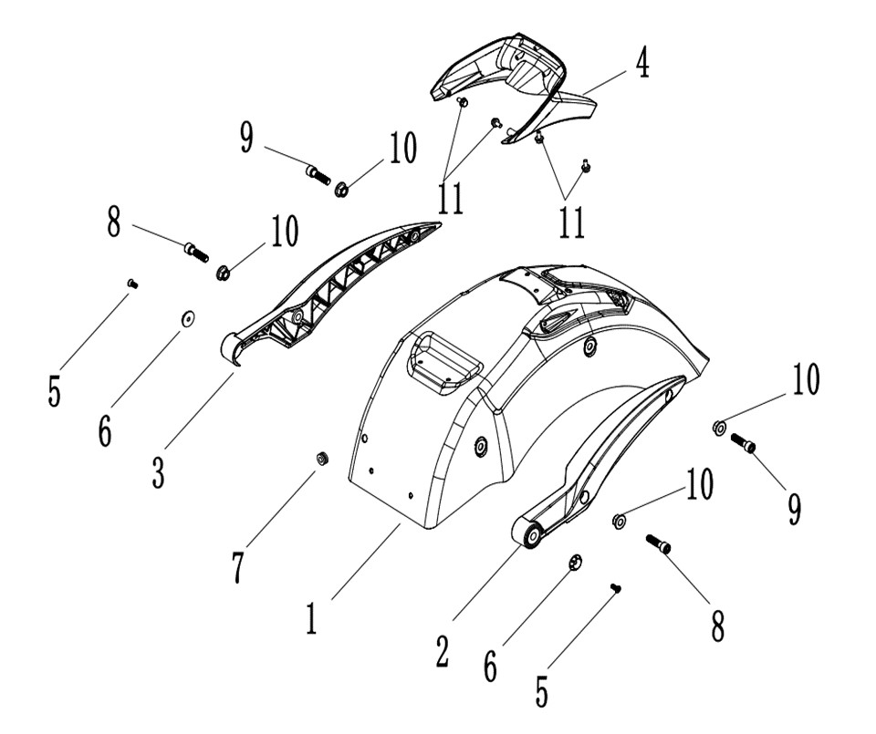 Benda Rock Cruiser Arka Camurluk Grubu patlak şeması