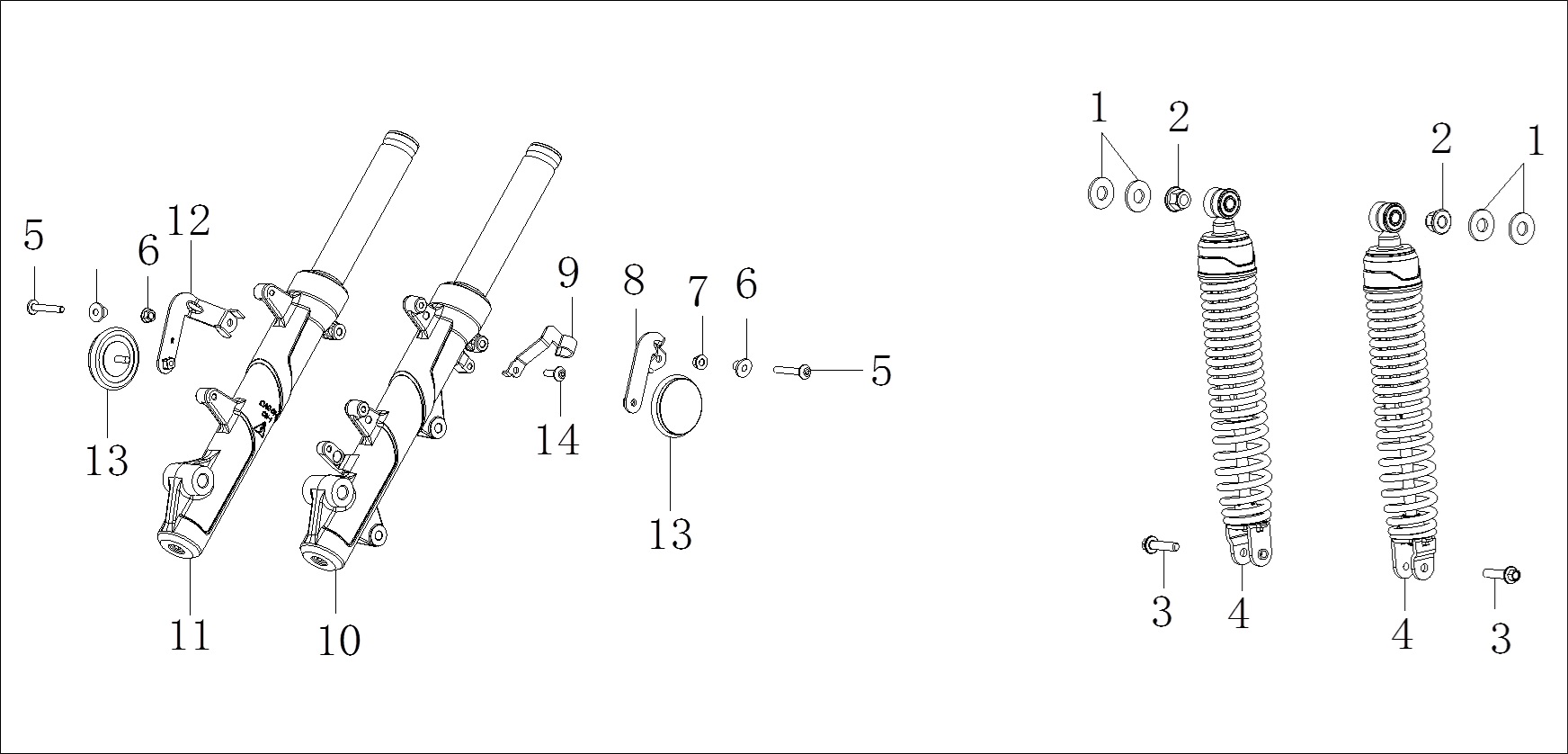 Voge SR1 125 CC Amortısor Grubu patlak şeması