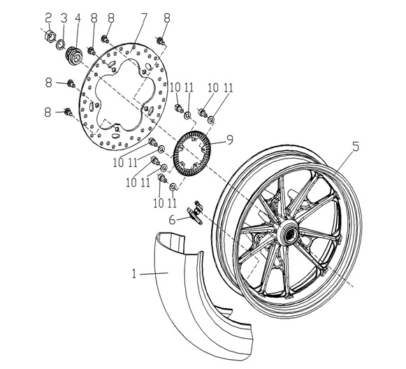 Yuki VOGE SR4  350 CC – ARKA JANT (SR4 MAXİ 350) – Parça No: 5