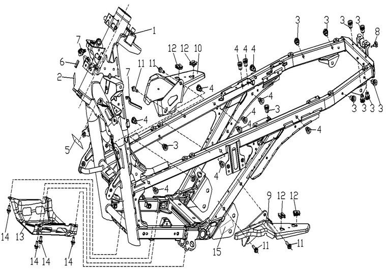 Yuki VOGE SR4  350 CC – ŞASE BRAKET SOL (SR4 MAXİ 350) – Parça No: 9
