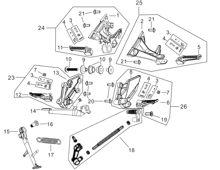 Yuki GP1 Taro 250CC Basamak Grubu patlak şeması